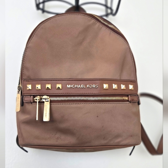 Michael Kors Handbags - Micheal Kors Nylon Mini Backpack Tan Brown Studded